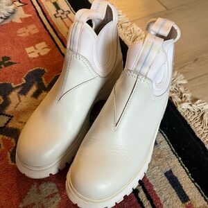Prada White Leather Ankle Boots